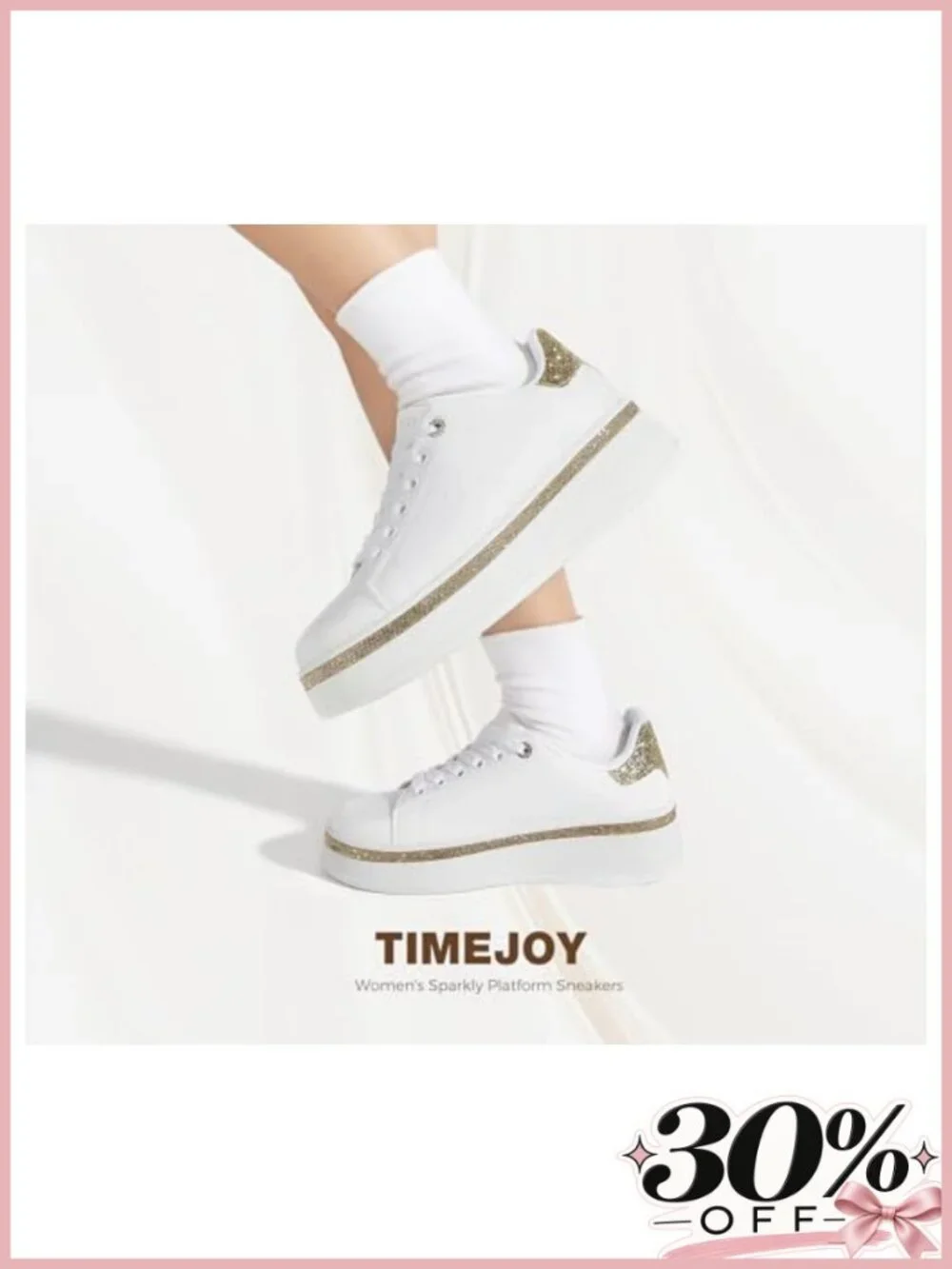 Sparkly Platform Sneakers with Glitter Accents Lace-Up Streetwear Shoes
